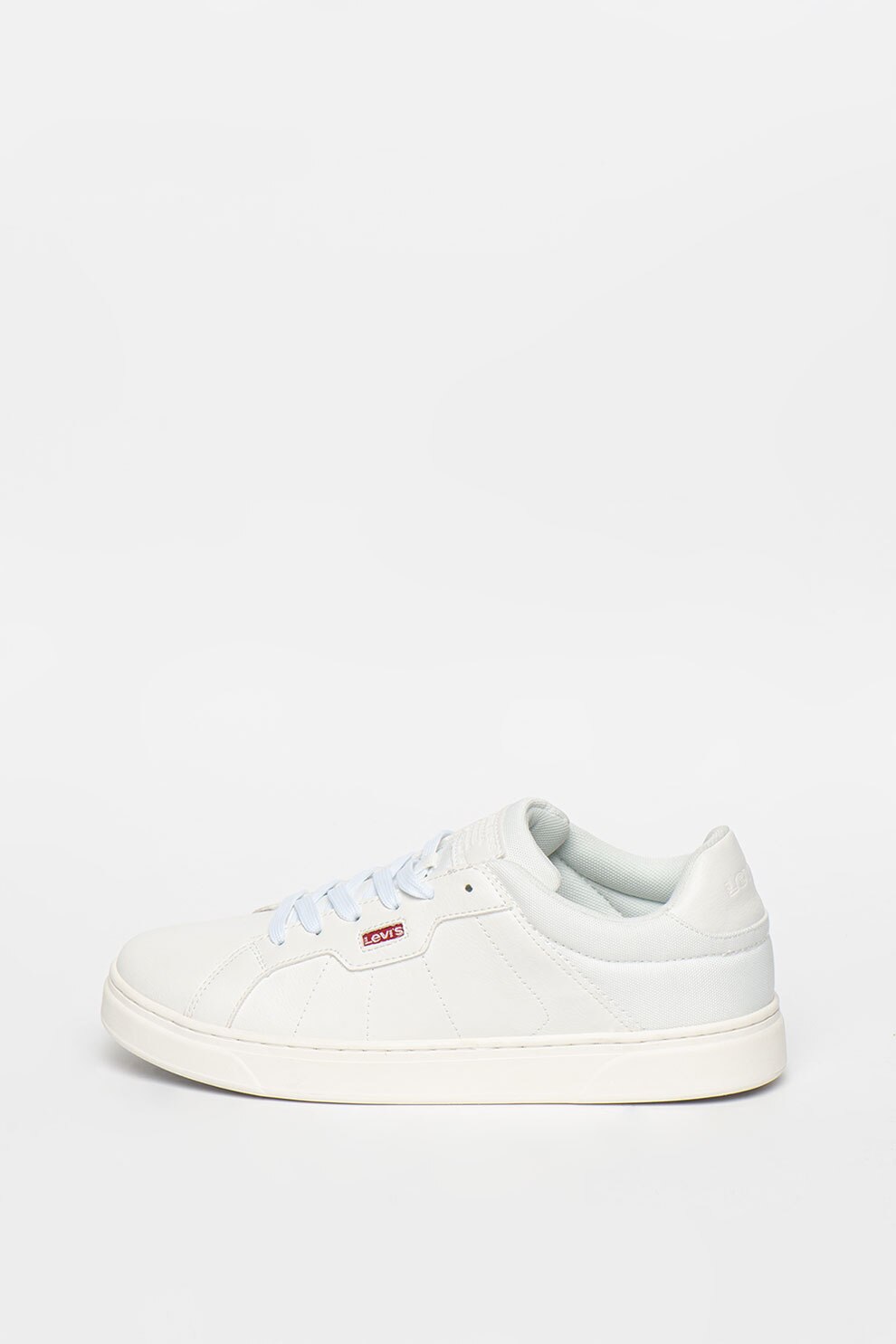 Levi's, Pantofi sport de piele ecologica cu detalii logo, Alb, 11