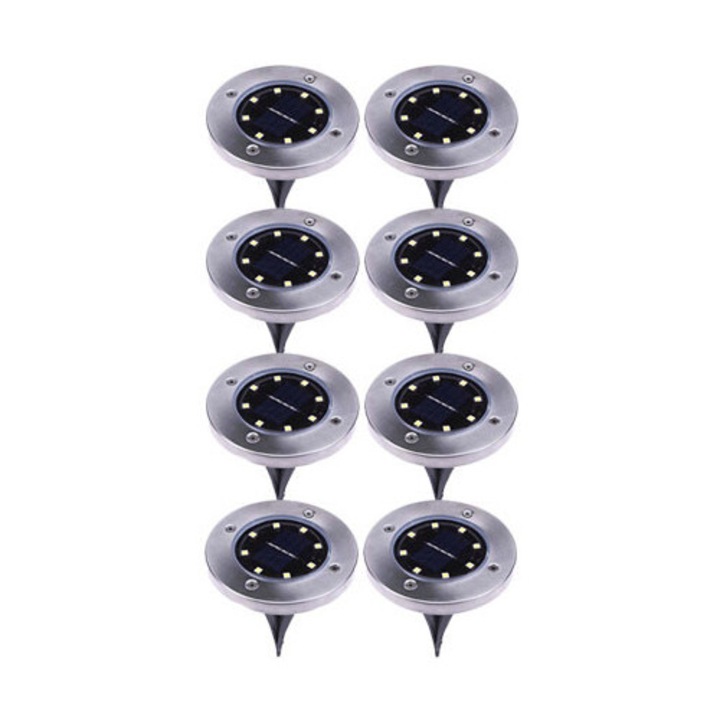 Set 8x Lampa Solara Tip Spot, GAIA, Pentru Gradina, 8x LED, Rezistent La Apa Si Interperii, Incarcare Solara Rapida, Utilizare 8-10 ore