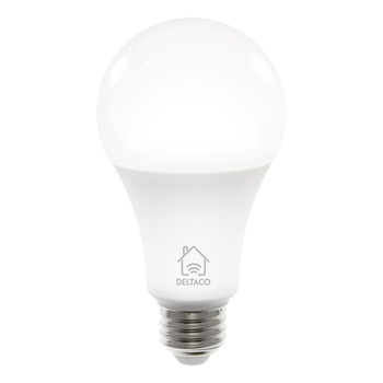 Bec smart LED, DELTACO SMART HOME, E27, WiFI 2.4GHz, 9W, 810lm, Google Assistant si Amazon Alexa, 2700K-6500K, 220-240V, alb Bec smart LED, DELTACO SMART HOME, E27, WiFI 2.4GHz, 9W, 810lm, Google Assistant si Amazon Alexa, 2700K-6500K, 220-240V, alb