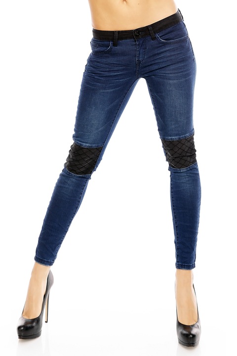 Jeansi mulati cu insertii din piele ecologica ,xs