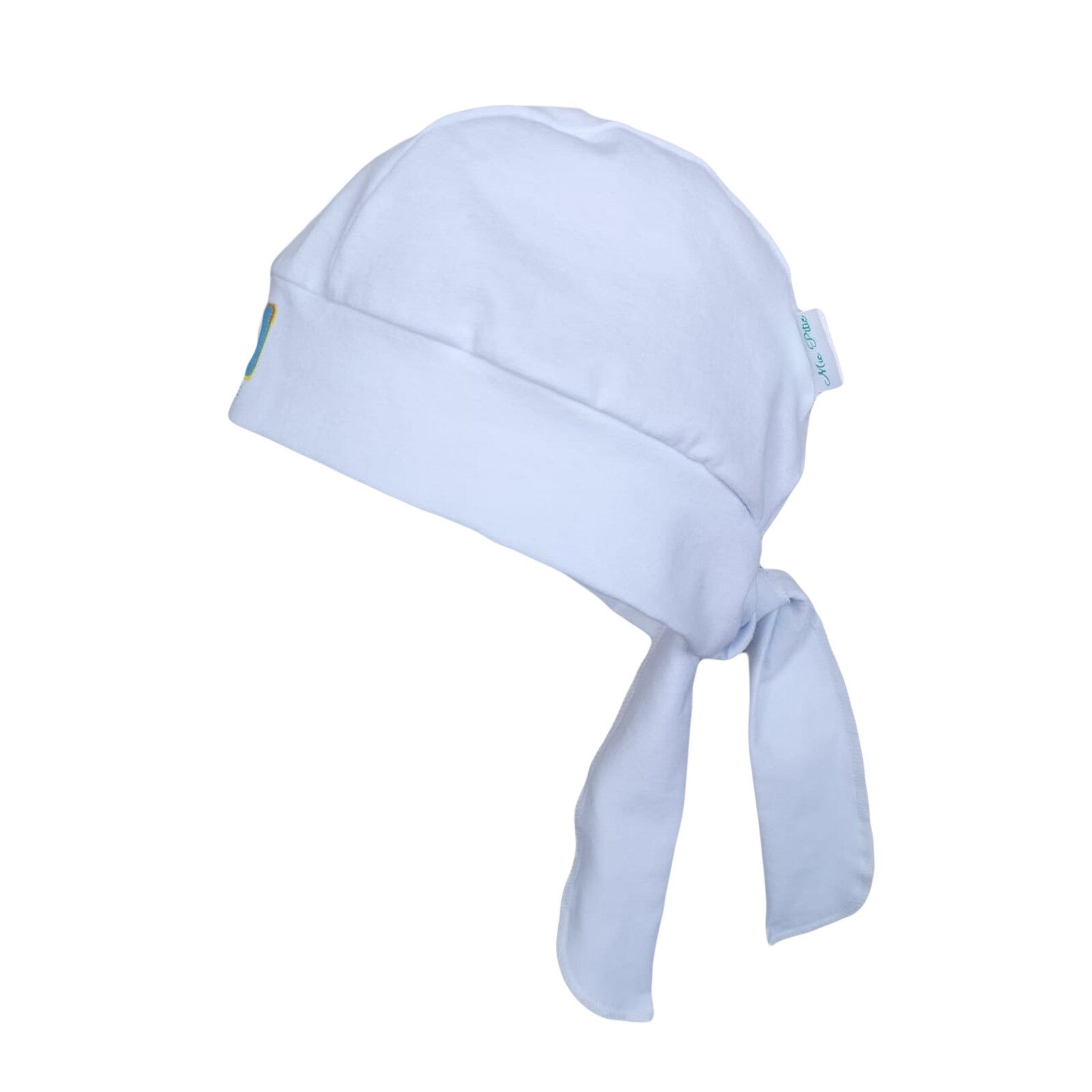 Bandana Mic Pitic B1S din tricot cu imprimeu tema marina, 44-48 cm, alb