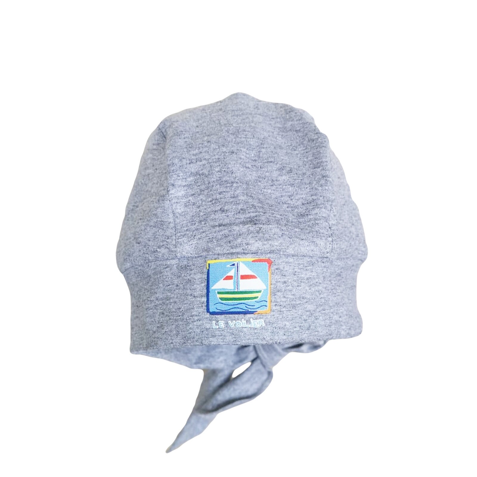 Bandana Mic Pitic B1S din tricot cu imprimeu tema marina, 44-48 cm, gri