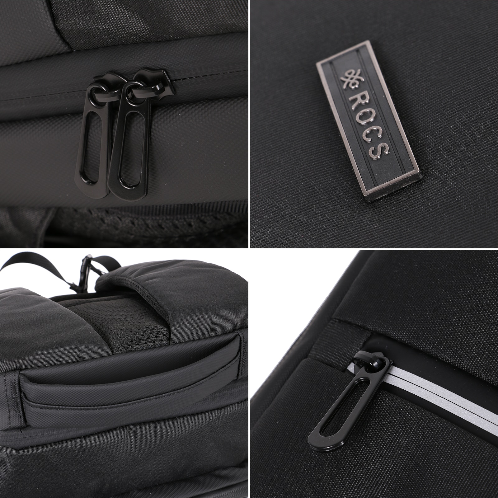 Rucsac laptop ROCS RC-7, 15.6", rezistent la apa, port USB, compartiment tableta, casual & calatorii, Negru
