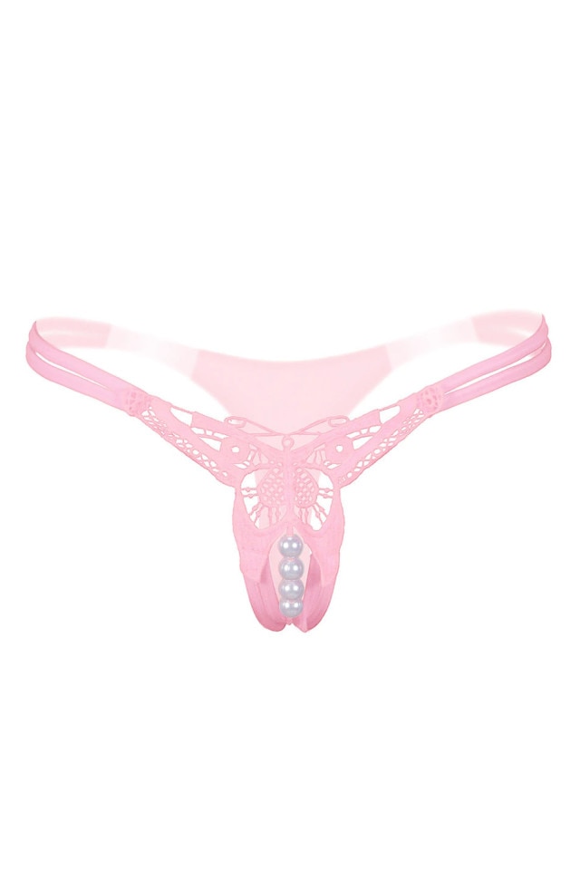 Chiloti Sexy Dama Open Crotch Perle, Roz, One Size