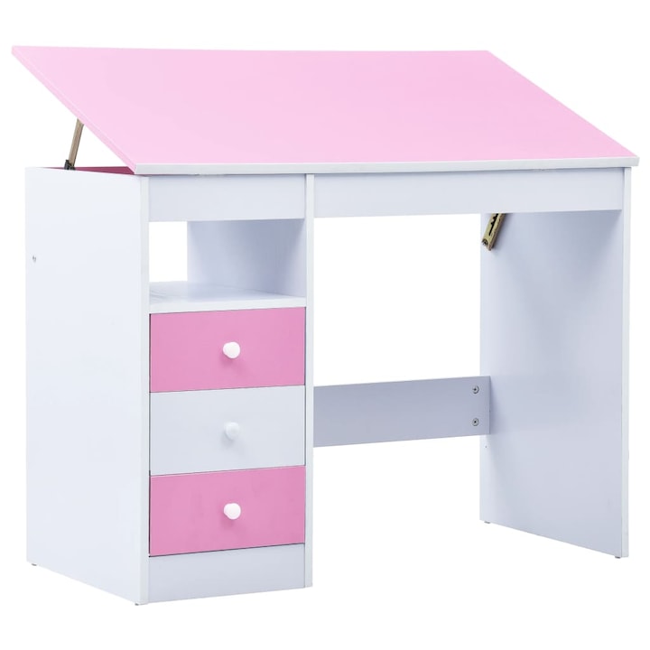 vidaXL rózsaszín és fehér dönthető gyerekíróasztal