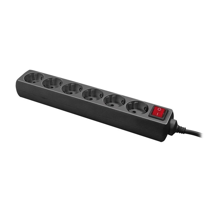 Logilink Hálózati Elosztó Kapcsolóval 6DIN 1,5m Black, 230831, Elosztó