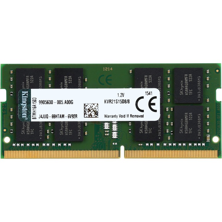 Memorie Kingston 8GB SODIMM, DDR4, 2133MHz, CL15, 1.2V