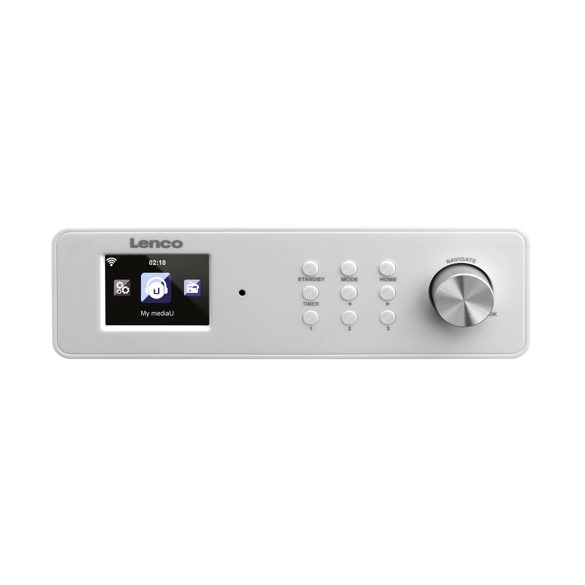 Internet radio Lenco KCR-2014, Display color, Player retea, Alb