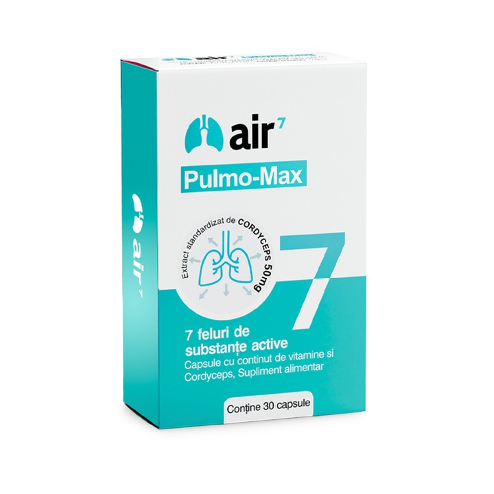 Supliment alimentar, Air7, Pulmo-Max, vitamine, minerale, pentru vitalitatea plamanilor, 30 tablete
