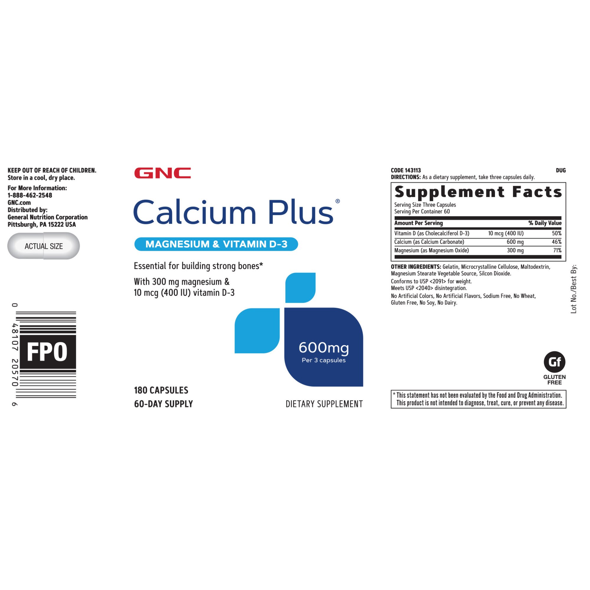 GNC Calcium Plus® with Magnesium & Vitamin D3, Calciu cu Magneziu si