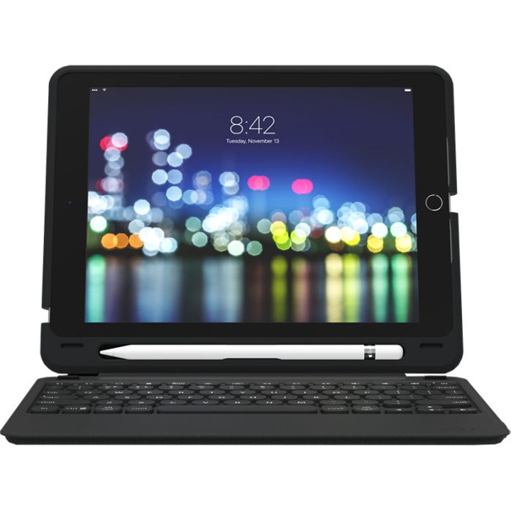 Калъф със светеща клавиатура ZAGG Slim Book Go, За Apple iPad 8 (2020) / iPad 7 (2019) 10.2", Черен