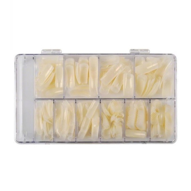 Set profesional 100 buc tipsuri culoare naturala, pentru manichiura unghii false, RIF REFCO®
