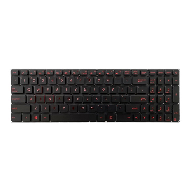 Tastatura pentru Asus ROG Strix GL702V, GL702VM, GL702VS, GL702VT, GL702Z, GL702ZC, 0KNB0-662LUS00, AEBK5U00030, iluminata, US, neagra, Premium