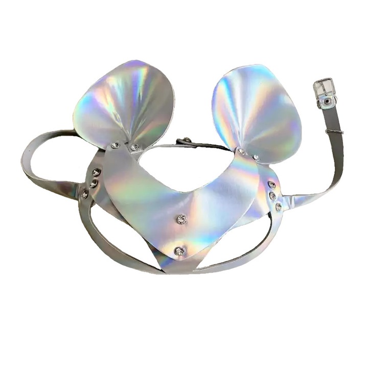 Венецианска карнавална маска Малка котка Сребърна