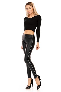 Colanti din piele ecologica cu Insertii pe laterale , L Colanti din piele ecologica cu Insertii pe laterale , L