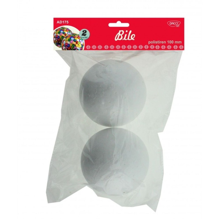 Bile din Polistiren DACO, Dimensiuni 100 mm, 2 Buc/Set, Culoare Alba