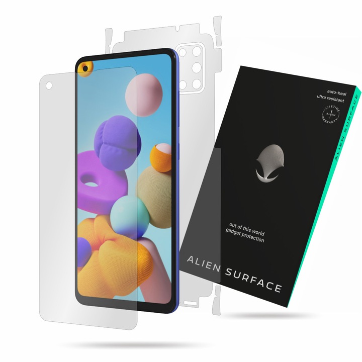 Alien Surface, Samsung Galaxy A21s, képernyővédő fólia, hátsó, oldal