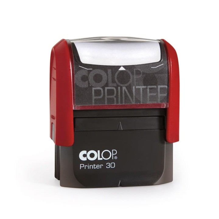 Bélyegző Colop Printer 30, "belépés/kilépés", piros tok, piros/fekete tartó, 18x47 mm