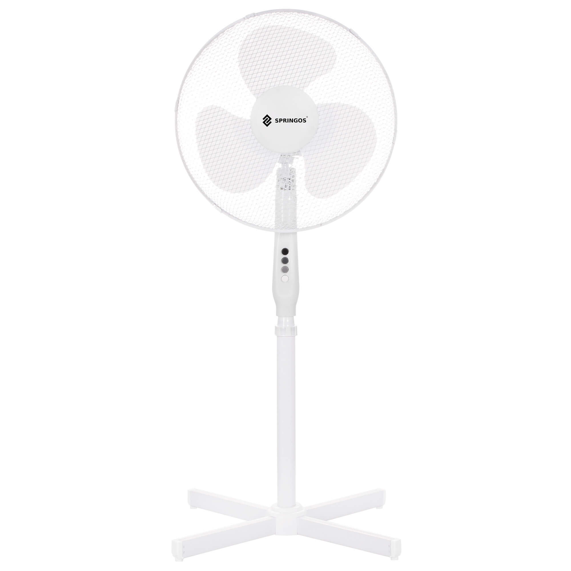 Ventilator cu picior, 40W, Functie oscilare, Diametru 45 cm, 3 trepte de viteza, Picioruse antialunecare, Alb