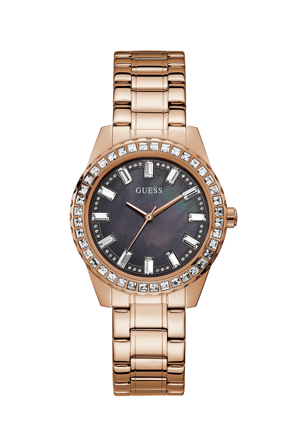 Guess, Ceas din otel inoxidabil decorat cu cristale, Auriu rose/Argintiu