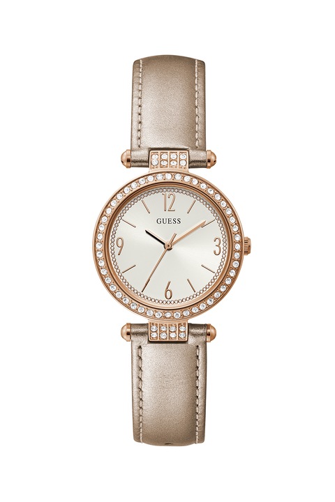 Guess, Bőrszíjas karóra kristályokkal díszítve, Vörösaranyszín/Bronzszín