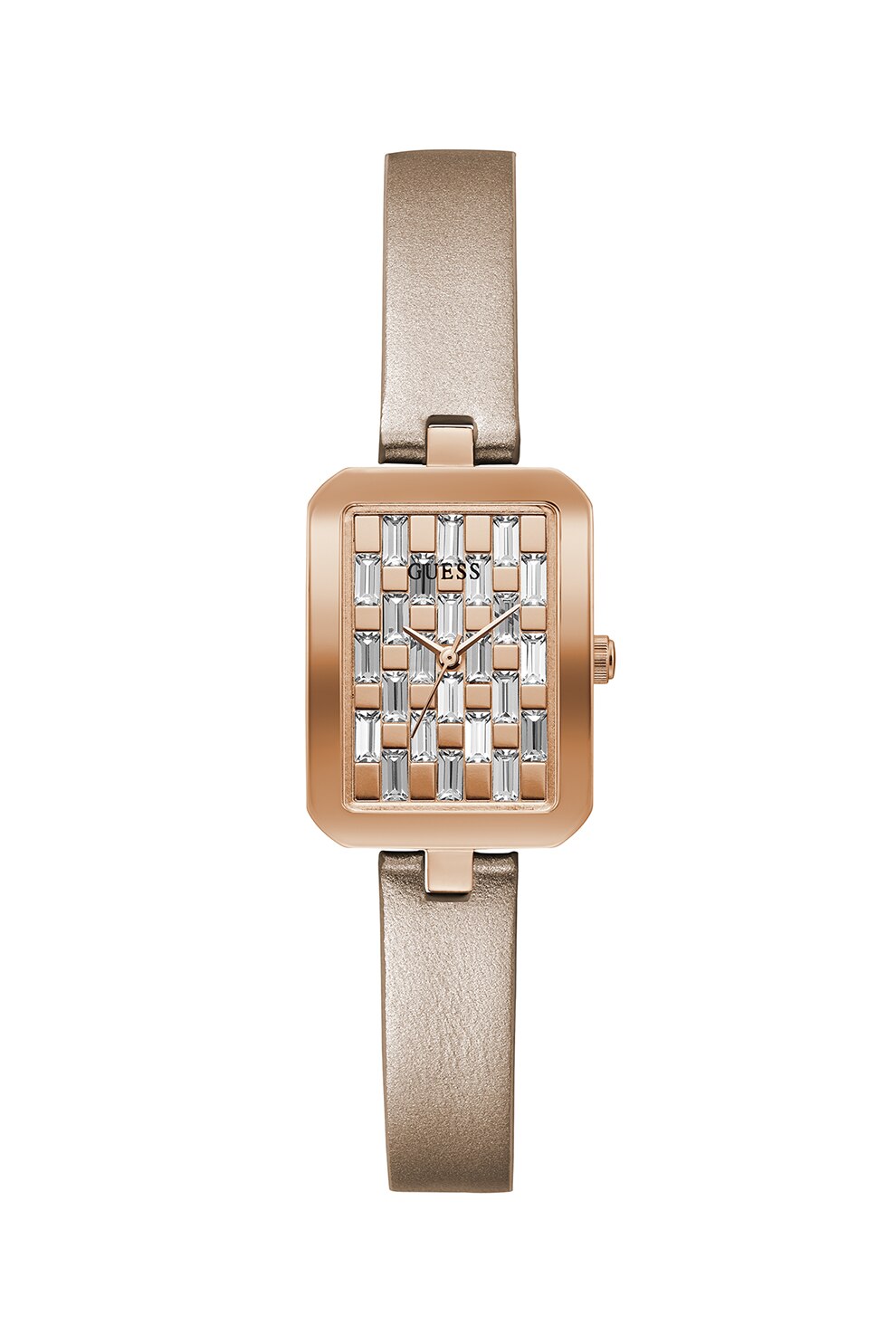 Guess, Ceas analog cu cadran cu cristale, Auriu rose/maro bronz