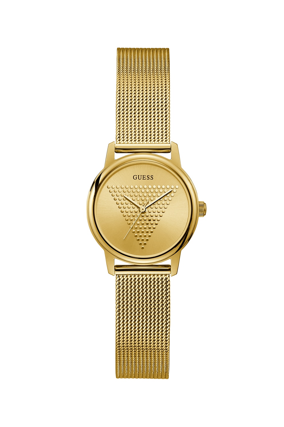 Guess, Ceas analog cu bratara metalica cu model plasa, Auriu