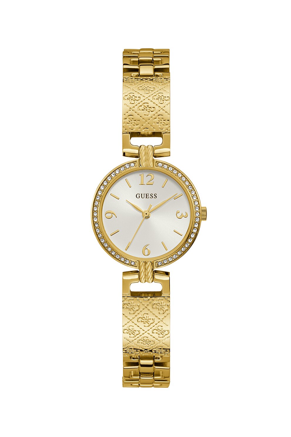 Guess, Ceas analog cu coroana cu cristale, Auriu
