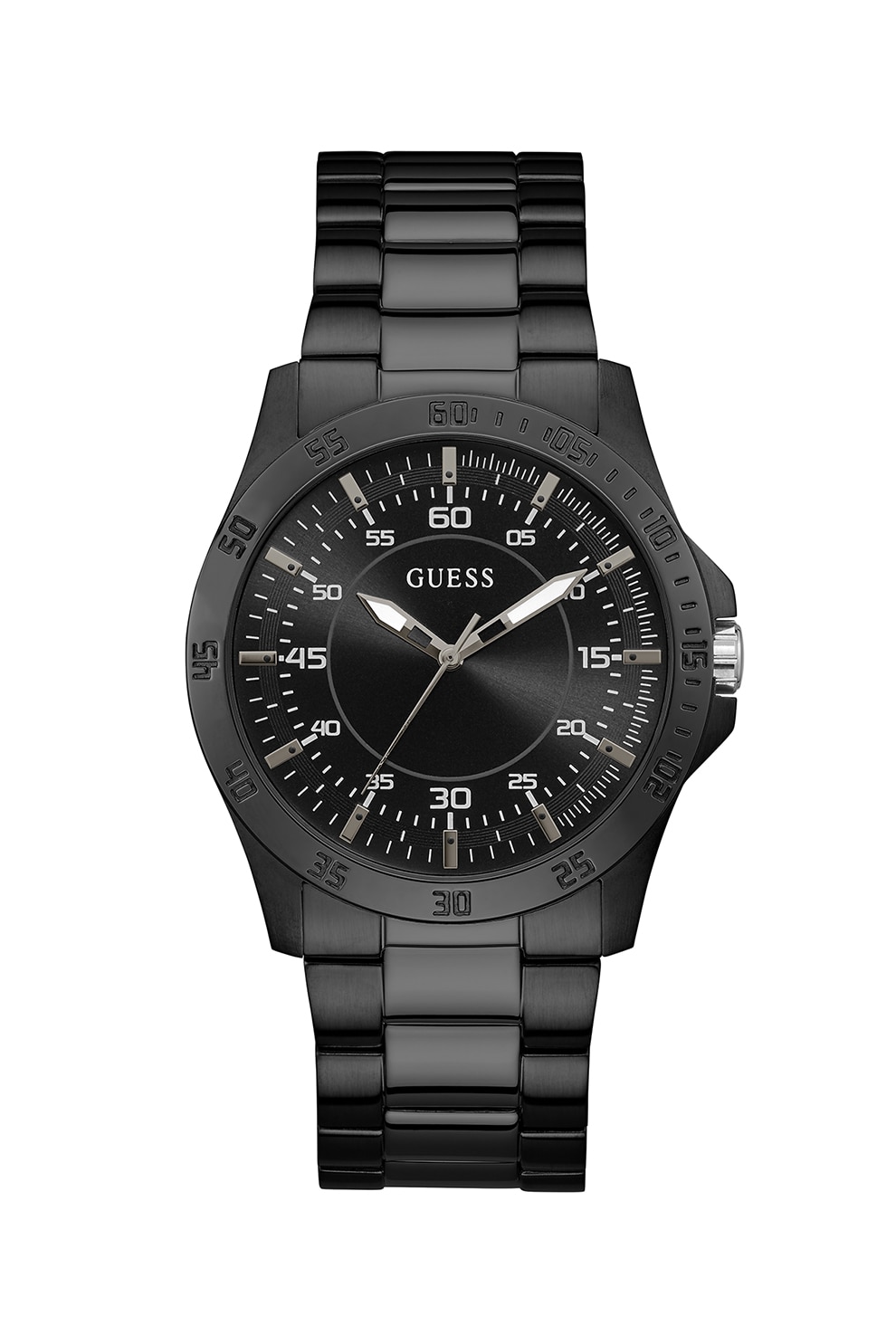 Guess, Ceas rotund cu bratara metalica, Negru