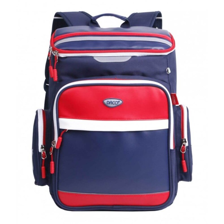 DACO hátizsák, 40x31x17 cm, állítható pántok, poliészter anyag, kék/piros szín