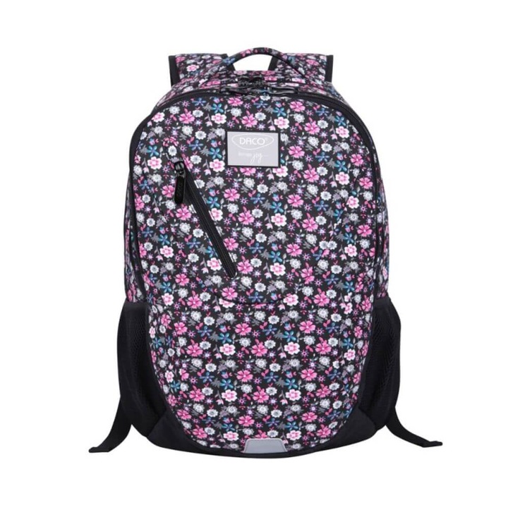 DACO hátizsák, 48x34x17 cm, állítható pántok, poliészter anyag, virágmintás, többszínű