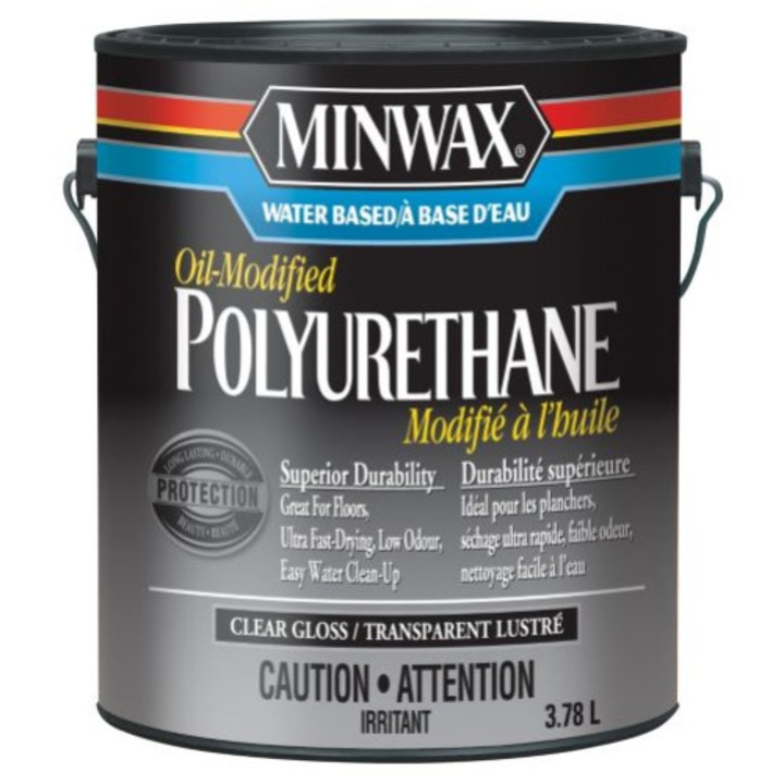 Lac pentru lemn Minwax® WATER BASED OIL-MODIFED POLYURETHANE, Clear Gloss, 0.946 L