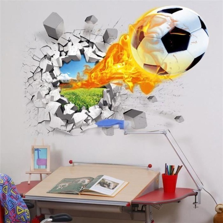 3D стикер за стена, Шарка на футболна топка, Многоцветен