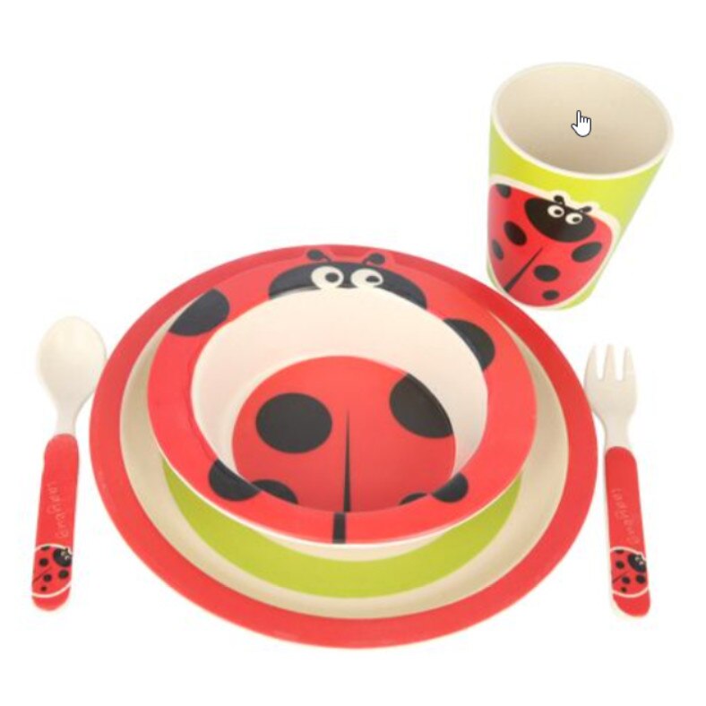 Set serviciu masa, 5 piese din Fibre de bambus pentru copii BM010 Gargarita