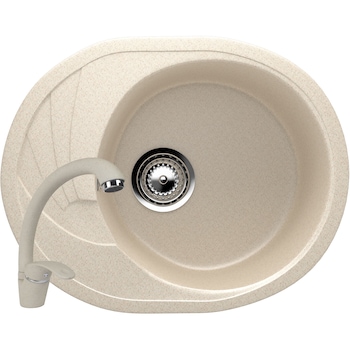 Set Chiuveta ovala Compozit Bucatarie Ulgran U-403-328, Bej, Reversibila, Sifon Complet inclus + Baterie Fleko FZUF-MB203 Bej Set Chiuveta ovala Compozit Bucatarie Ulgran U-403-328, Bej, Reversibila, Sifon Complet inclus + Baterie Fleko FZUF-MB203 Bej