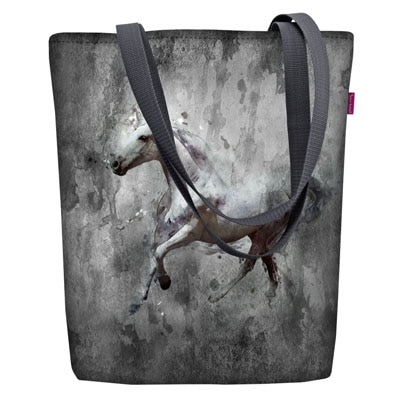 Geanta pentru femei cu imprimeu gri de cal