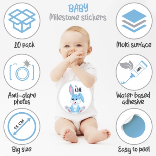 Set 20 Stickere Pentru Fotografii Bebelusi Funny Baby Milestone Stickers Bebenou Autocolante Copii 15 Cm Diametru Adeziv Pe Baza De Apa Non Toxice Alb Unisex Cadou Pentru Gravide Si Nou Nascuti Emag Ro