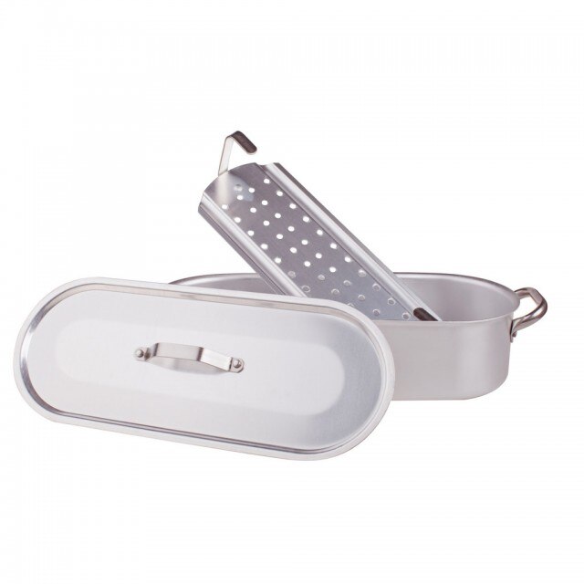 Set cratita, capac si grill pentru peste 40x13 cm, din aluminiu