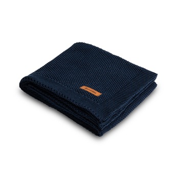 Paturica de bumbac tricotata Sensillo 100x80 cm Albastru Inchis Paturica de bumbac tricotata Sensillo 100x80 cm Albastru Inchis