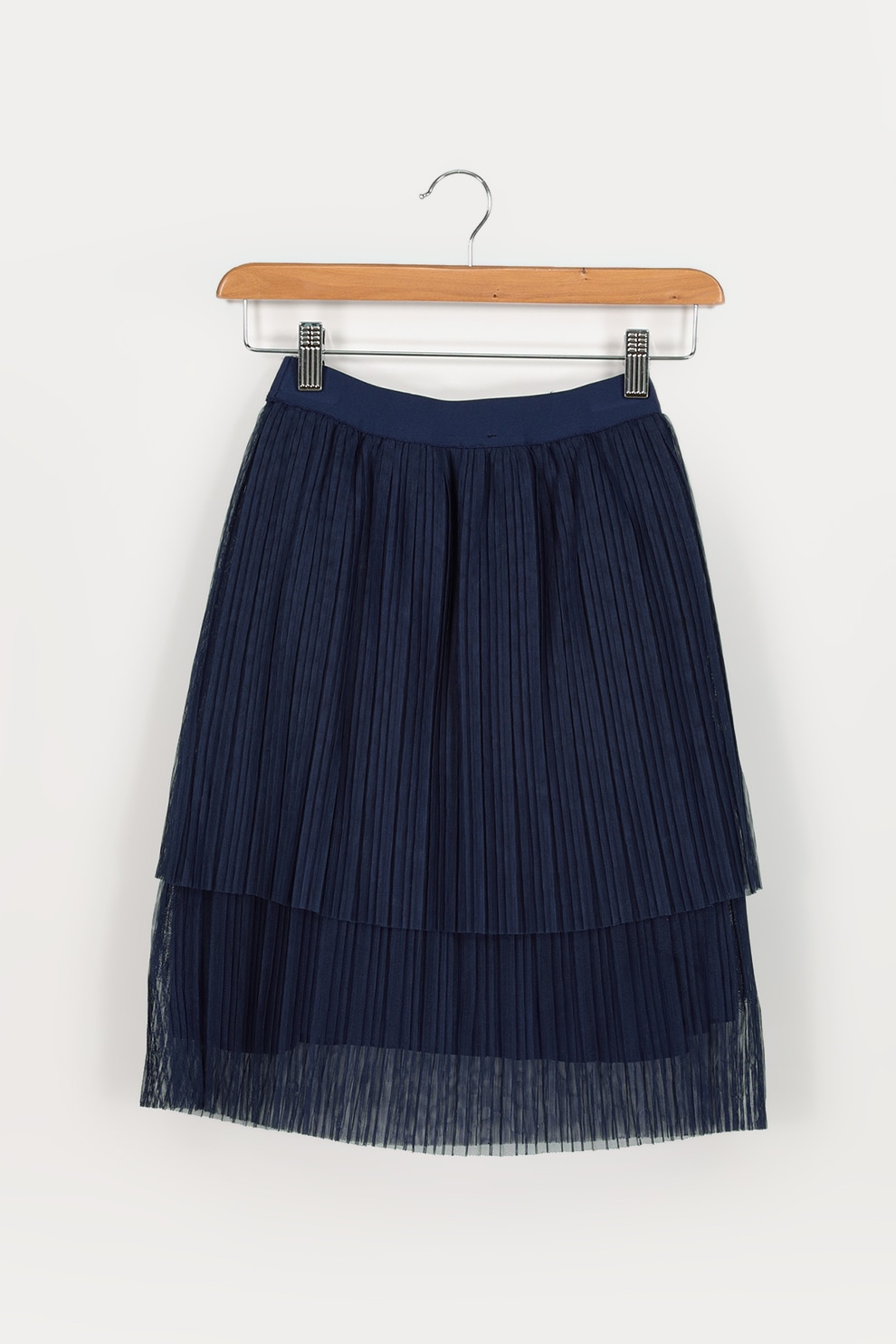 Liu Jo, Fusta de jerseu cu pliuri si model stratificat, Bleumarin, 152 CM