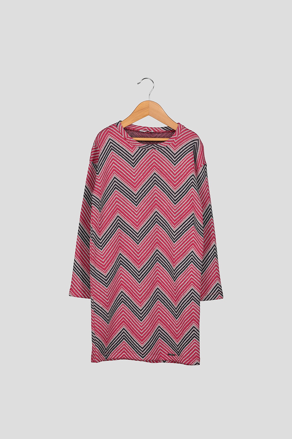 Liu Jo, Rochie dreapta cu model chevron, Roz/Negru/Argintiu