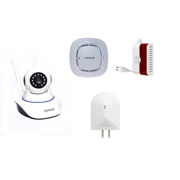 Kit Smart Camera, Venovo, Alarm Sistem, Tracking Obiect, Wi-Fi Camera 2 MP, Control Max 64 Wireless Senzor 433Mhz 1 Gaz, 1 Inundatie, 1Fum, Inregistrare MicroSD Card 64GB,APP Notificare Telefon Instant Kit Smart Camera, Venovo, Alarm Sistem, Tracking Obiect, Wi-Fi Camera 2 MP, Control Max 64 Wireless Senzor 433Mhz 1 Gaz, 1 Inundatie, 1Fum, Inregistrare MicroSD Card 64GB,APP Notificare Telefon Instant