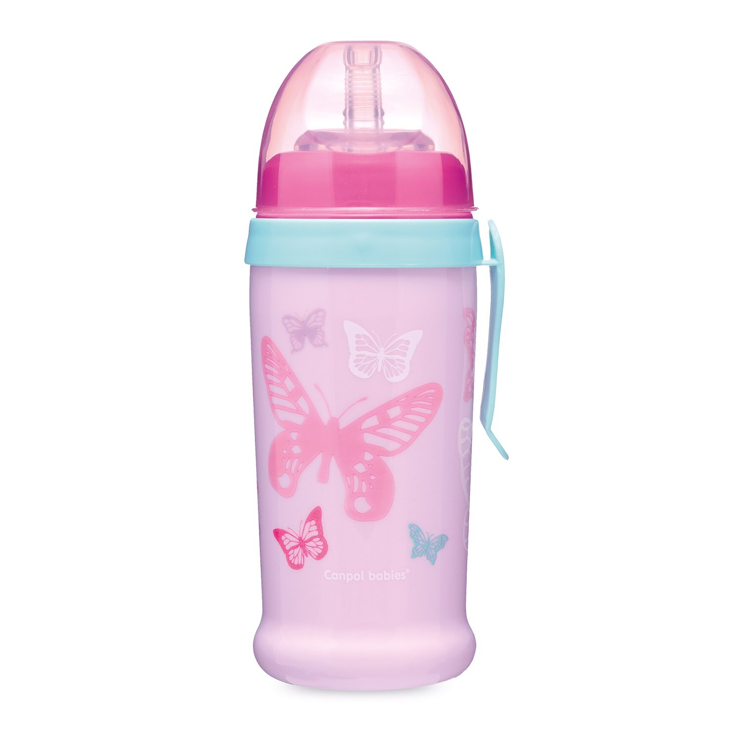Canita sport cu pai BUTTERFLY, 350 ml, roz, Canpol 56/515