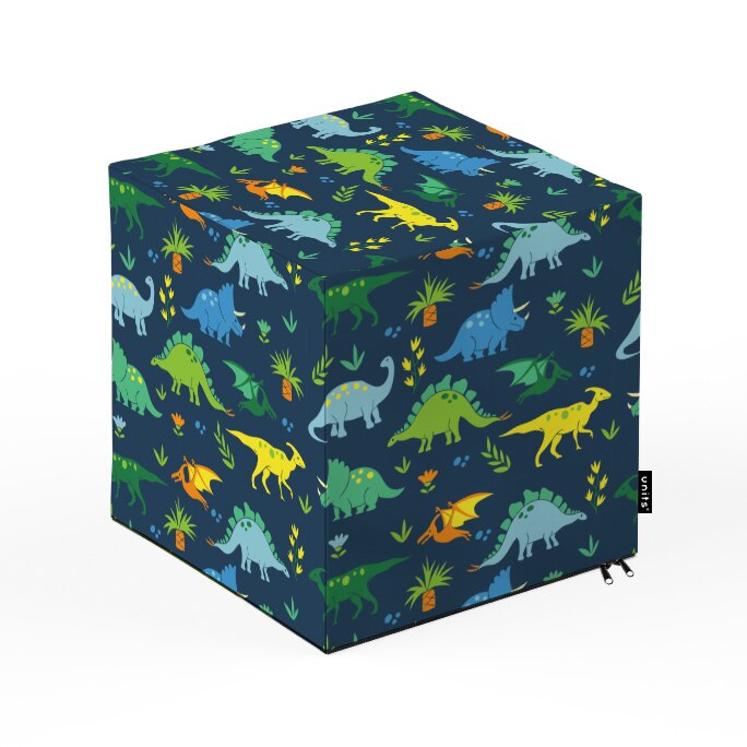Taburet Units, cub, Dinozauri, 30 x 30 x 30 cm