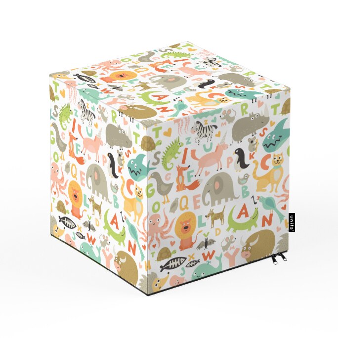 Taburet Units, cub, Alfabet, 30 x 30 x 30 cm