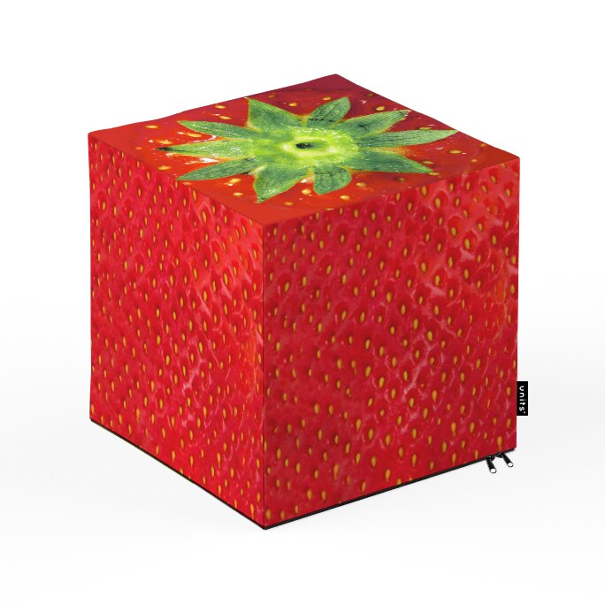 Taburet Units, cub, capsuna, 30 x 30 x 30 cm