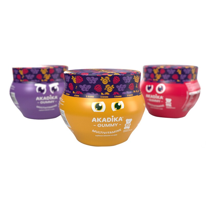 Supliment alimentar Akadika Gummy Multivitamine 3 Arome, 60 buc