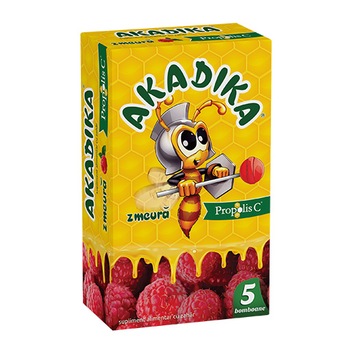 Supliment alimentar Akadika Propolis C Zmeura, 5 bomboane Supliment alimentar Akadika Propolis C Zmeura, 5 bomboane