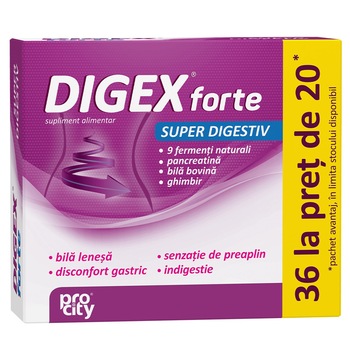 Supliment alimentar Digex Forte Super Digestiv, 36 capsule Supliment alimentar Digex Forte Super Digestiv, 36 capsule
