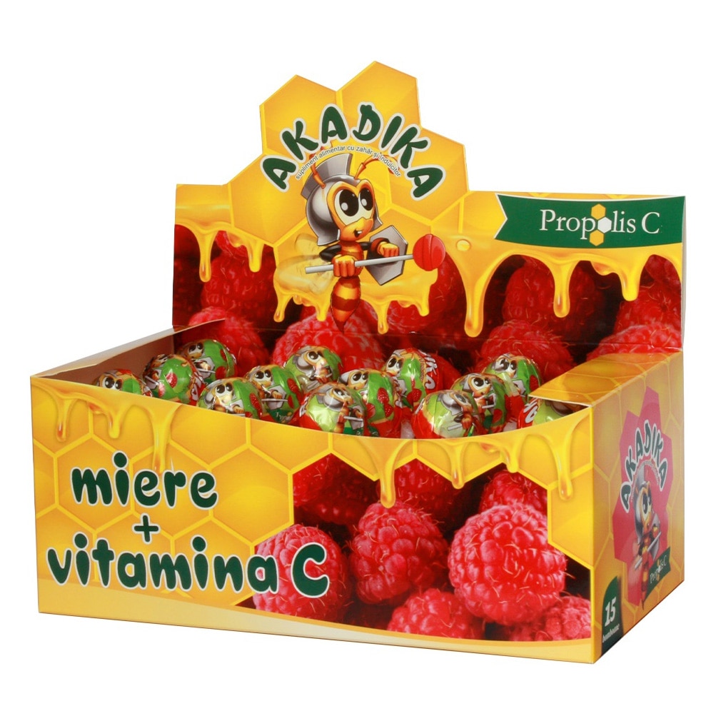 Supliment alimentar Lollipops Akadika Propolis C, 15 bucati
